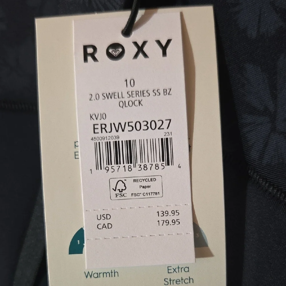 Roxy Black Floral Shorty Wetsuit NWT - Picture 8 of 8